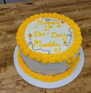 bee day birthday cake