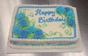 blue flowers birthday cake