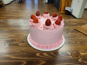 pink strawberry cake